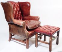 EDWARDIAN OXBLOOD LEATHER CHESTERFIELD ARMCHAIR