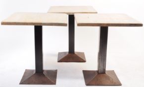 GROUP OF THREE ELM TOP 20TH CENTURY BISTRO / PUB TABLES