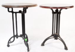 TWO VINTAGE 20TH CENTURY CAST IRON PUB TABLES