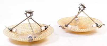 PAIR OF VINTAGE 20TH CENTURY TIFFANY STYLE CEILING SHADES