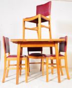 1950S UTILITY FURNITURE DRAW LEAF DINING TABLE & FOUR CHAIRS