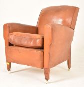 20TH CENTURY TAN BROWN LEATHER CLUB TYPE ARMCHAIR
