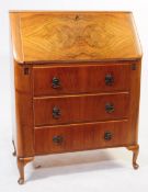 VINTAGE 20TH CENTURY BOOKMATCHED VENEER WALNUT BUREAU