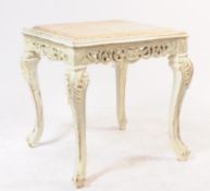 20TH CENUTRY PAINTED WHITE MARBLE TOP OCCASIONAL TABLE