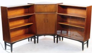 NATHAN FURNITURE - PAIR OF TEAK VENEER BOOKCASES & CORNER CAB