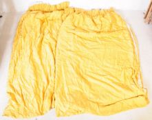 A PAIR OF FULL LENGTH VINTAGE 20TH CENTURY SILK CURTAINS