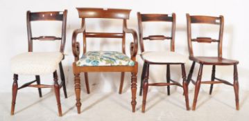 REGENCY CARVER ARMCHAIR & 3 OXFORD ELM BAR BACK DINING CHAIRS