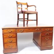 19TH CENTURY MAHOGANY WRITING DESK & CARVER CHAIR