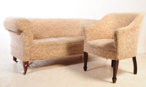 EDWARDIAN CHESTERFIELD SOFA & TUB ARMCHAIR