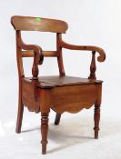 VICTORIAN ELM WINDSOR MANNER COMMODE ARMCHAIR