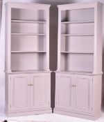 PAIR OF CONTEMPORARY PAINTED ALCOVE BOOKCASE CABINETS