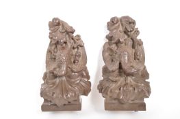 TWO LARGE ARCHITECTURAL PLASTER WALL BRACKETS