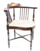 19TH CENTURY EBONISED INLAID CORNER CHAIR