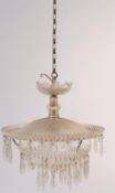 EARLY 20TH CENTURY GLASS DROPLET CEILING LIGHT / CHANDELIER