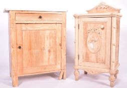 TWO EARLY 20TH CENTURY CARVED PINE BEDSIDE CABINETS
