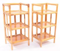 TWO VINTAGE 20TH CENTURY BAMBOO BEDSIDE CABINET SHELVES