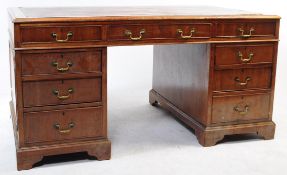 LARGE 19TH CENTURY TWIN PEDESTAL OAK OFFICE WRITING DESK