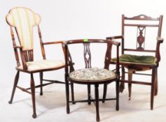 THREE 19TH AND 20TH CENTURY ARMCHAIRS
