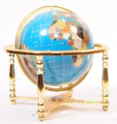 20TH CENTURY GEMSTONE DESK TOP REVOLVING WORLD GLOBE