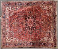 LARGE MID CENTURY PERSIAN IRANIAN HERIZ FLOOR RUG