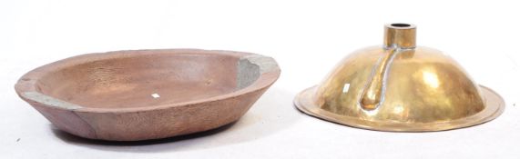 19TH CENTURY BRASS WASHBASIN & WOODEN DOUGH BOWL