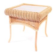 MID CENTURY BAMBOO & GLASS COFFEE TABLE