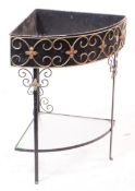 MID CENTURY METAL CORNER JARDINIERE