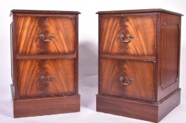 PAIR OF FLAME MAHOGANY VENEER 20TH CENTURY FILING CABINETS