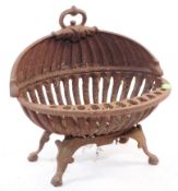 19TH CENTURY VICTORIAN CAST IRON SHELL FIRE BASKET