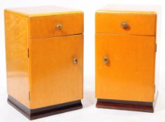 PAIR OF ART DECO BIRDSEYE MAPLE WOOD BEDSIDE CABINETS