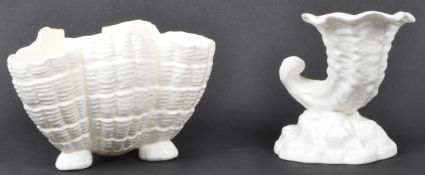 TWO ROYAL WORCESTER BONE CHINA SHELL ORNAMENTS