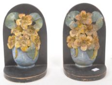 EARLY 20TH CENTURY 1930S GILTWOOD BOUQUET BOOKENDS