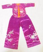 MID CENTURY CHINESE SILK EMBROIDERED SHIRT & TROUSERS