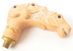 VINTAGE 20TH CENTURY HAND CARVED HORSE WALKING STICK HANDLE