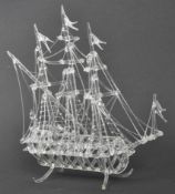 EARLY 20TH CENTURY VENETIAN STYLE NAILSEA GLASS SHIP FIGURE