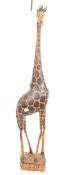 VINTAGE 20TH CENTURY HAND CARVED WOODEN GIRAFFE