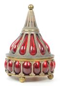20TH CENTURY INDIAN GLASS & BRASS TBEQ CENTREPIECE