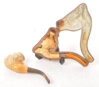 EMANUEL CZAPEK - CZECH SILVER COLLAR BUST CARVED PIPE IN CASE