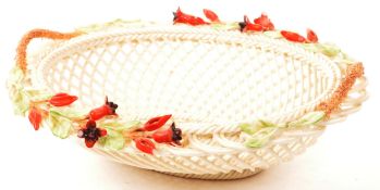 BELLEEK - EARLY 20TH CENTURY PORCELAIN WOVEN BASKET