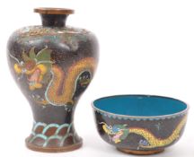 19TH CENTURY CHINESE CLOISONNE VASE & BOWL