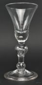 CIRCA 1740 WINE GLASS WITH TEARDROP STEM ON FOLDED FOOT