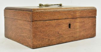 SMALL VICTORIAN OAK TEA CADDY BOX WITH BRASS FITTINGS