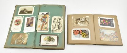 COLLECTION OF VICTORIAN & EDWARDIAN POSTCARDS IN TWO ALBUMS