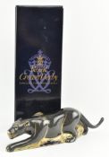 ROYAL CROWN DERBY - BLACK PANTHER PAPERWEIGHT IN ORIGINAL BOX