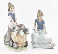 LLADRO & NAO - FINE BONE PORCELAIN FIGURINES OF GIRLS & DOGS