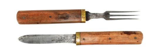 19TH CENTURY FOLDING CAMPAIGN PRIVATE-PURCHASE CUTLERY SET