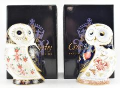 ROYAL CROWN DERBY - DAYBREAK OWL & IMARI OWL PAPERWEIGHT