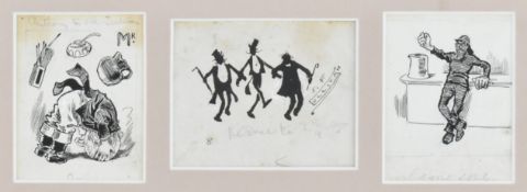 SULLIVAN, JAMES FRANK. THREE EDWARDIAN PEN HUMOUROUS DRAWINGS