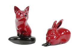 ROYAL DOULTON - FLAMBE - TWO ANIMAL FIGURES