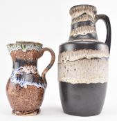 WEST GERMAN STUDIO POTTERY JUG AND ANOTHER POURING JUG
